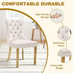 51 Inch Glass Dining Table Set for 4, Rectangular Glass Kitchen Table with 4 Upholstered Velvet Accent Chairs, 5 Piece Modern Dining Room Set, for Home, Apartment, Small Spaces - Beige Gold