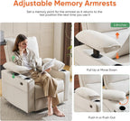 270° Swivel Rocker Recliner with Adjustable Armrests,Oversized Power Nursery Recliner with USB Port,Rocking Chair Nursery with One-Touch Reset,Double Cup Holder,Faux Leather,Beige