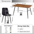 Rectangular Dining Table Set with Upholstered Chairs - Modern Kitchen Table and Chairs Set of 4 for Small Spaces - Black