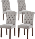 Tufted Dining Chairs Set of 4, Upholstered Parsons Dining Room Chairs, Fabric Kitchen Side Chair with Wood Legs, Light Grey