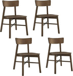 CHITA Soild Wood Dining Chairs Set of 4, Mid Century Modern Walnut Wood Kitchen Chairs with Curved Backrest, Dining Room Chair for Kitchen, Restaurant