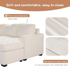 108.3 Inch Modular Sectional Sleeper Sofa with Pull-Out Bed and Lounge Chair, U-Shaped Combination Corner Couch w/USB & Type-C Interfaces, for Living Room Bedroom Office, Beige