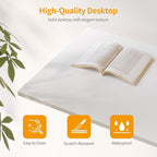 Cubiker Computer Desk 63 inch Home Office Writing Study Desk, Modern Simple Style Laptop Table with Storage Bag, White Metal Frame, White