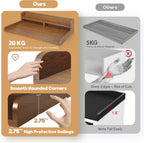 2-Tier Washer Dryer Countertop with 2.75" H Edge Rails, 58" W x 28" D Laundry Countertop for Folding Clothes, Washer and Dryer Topper with Non-Slip Pad (Brown)