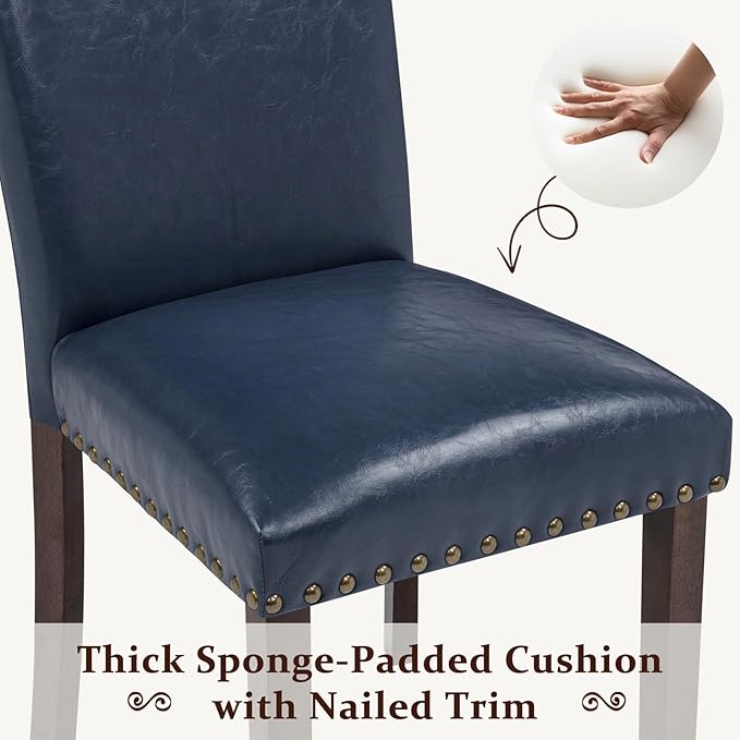 Furniliving Upholstered Dining Chairs Set of 2 - PU Leather Modern Farmhouse ...
