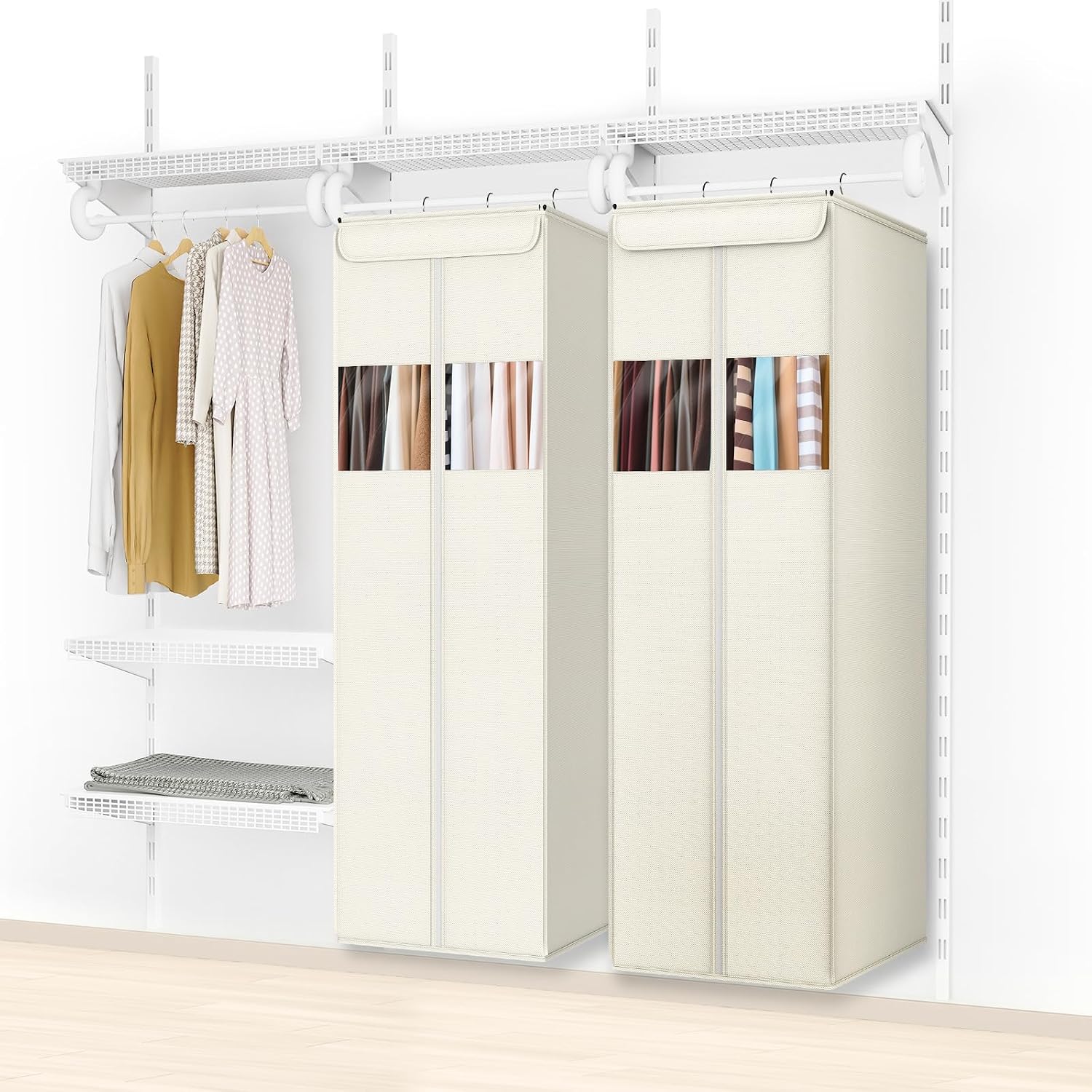 Zilink Clear Garment Bags for Hanging Clothes Garment Storage Bags 54 in | Clear Window, Space Saving, Large Hanging Garment Bag for Closet Storage for Suits, Coats, Dresses, 2 Pack