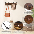 2 Pack Coat Rack Wall Mount 16.8'' Rustic Hat Rack with 5 Triple Hooks Coat Hooks Wall Mount Farmhouse Wall Hooks for Hanging Coat, Bags, Towels