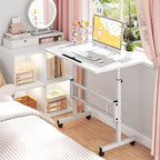 Small Standing Desk Adjustable Height, Portable Treadmill Desk, Mobile Table Ideal for Laptops and Tablets,White