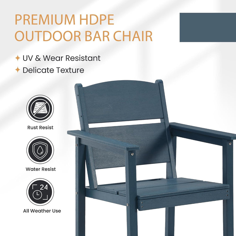 6 Pack Outdoor Bar Stools, HDPE Patio Bar Chairs with Armrests & Footrest...