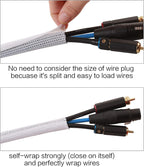 Alex Tech 6.6ft - 1.5 inch Cord Protector Wire Loom Tubing Cable Sleeve Split Sleeving for USB Cable Power Cord Audio Video Cable - Protect Cat from Chewing Cords - White