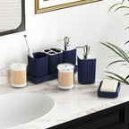 Navy Blue Bathroom Accessories Set - Gorgeous Bathroom Set, 10PC Bathroom Accessory Set, Toilet Brush, Trash Can, Qtip Holder Dispenser & Soap Dispenser