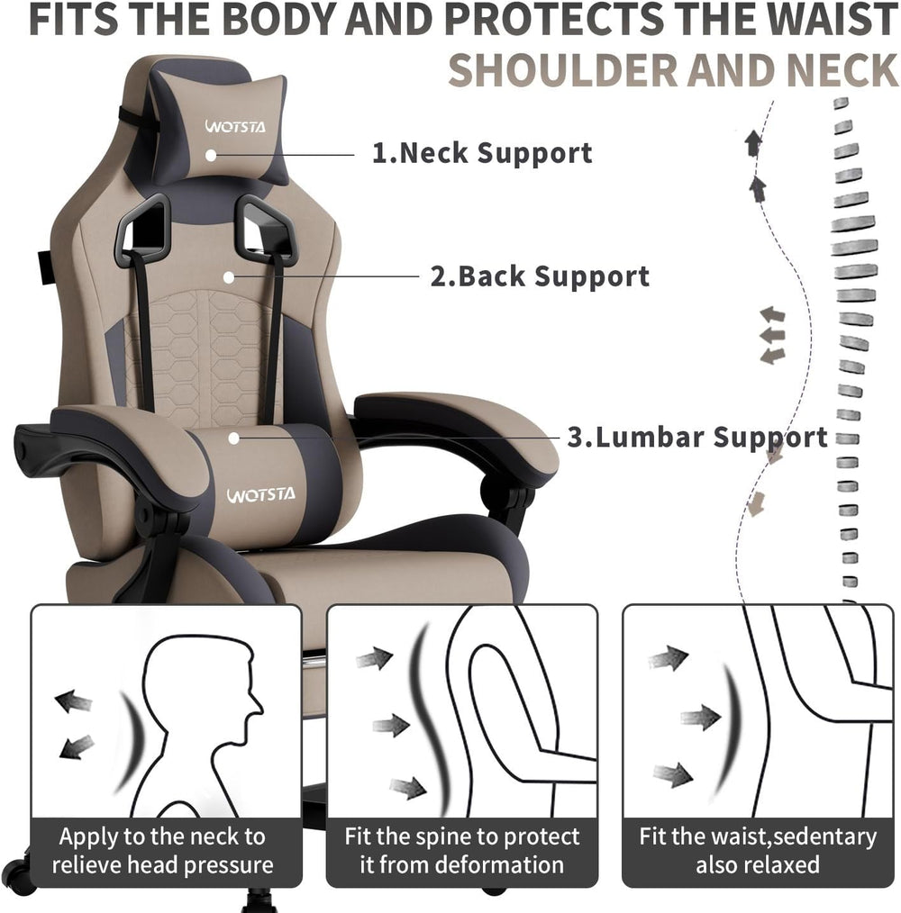 Gaming Chair with Massage,Ergonomic PC Gaming Chair with Footrest Comfortable...
