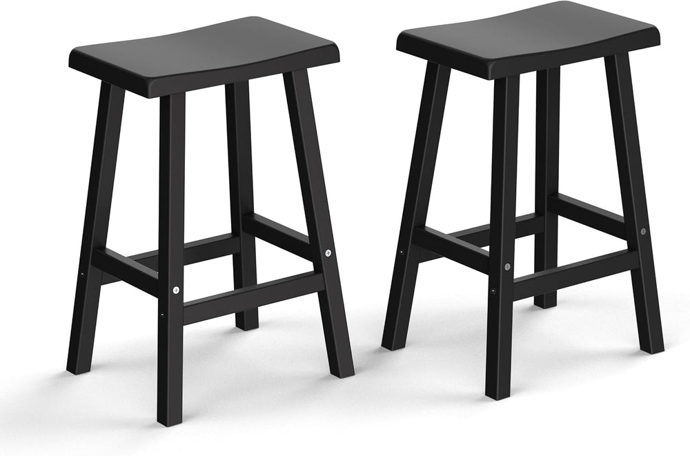 Bar Stools, 24", Black, Set of 2