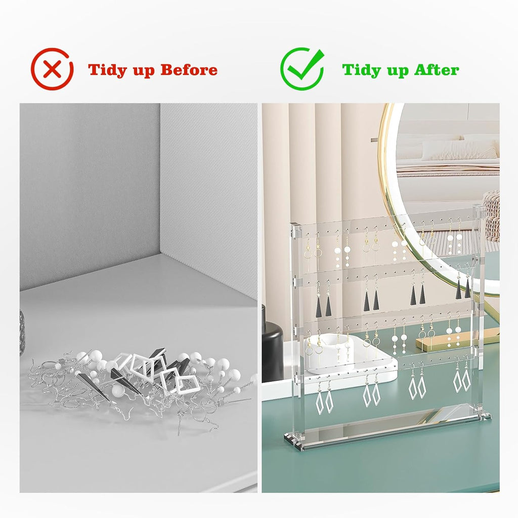 Coward Acrylic Earring Holder Stand, Tabletop Earring Jewelry Easel Display, Earring Jewelry Holder Organizer for Home Use or Store Selling Show (4layer)