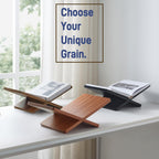 Solid Wooden Book Stand for Desktop Display & Reading –15.7" x 9.4" x 5.7” Extra Large Wood Open Book Holder for Cookbook, Bible, Recipe, Textbook, Magazine (Solid Black Finish Wood)