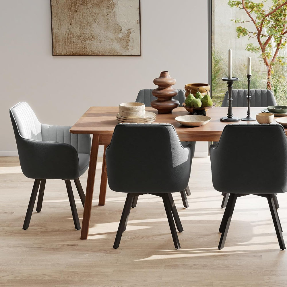 Furniliving 360° Swivel Dining Chairs Set of 2, Mid Century Modern Upholstere...