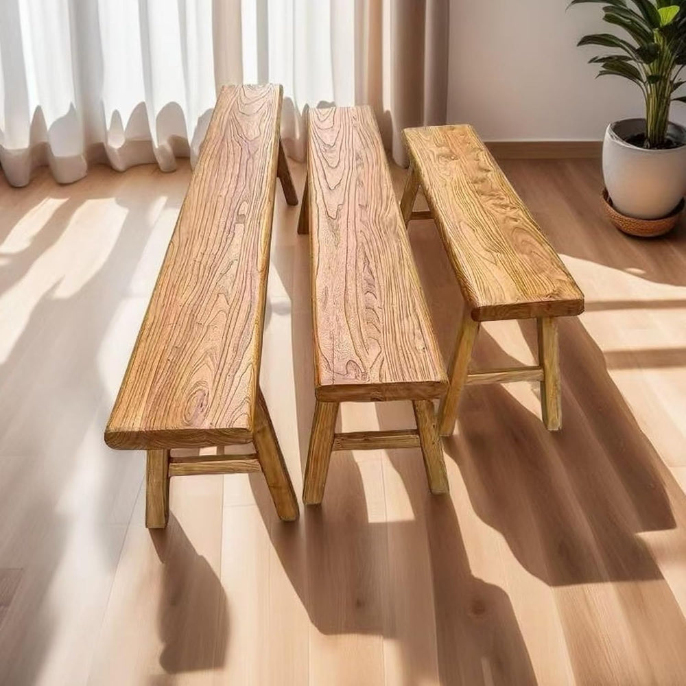 Farmhouse Indoor Wooden Living room Dining Bench, Asian Natural Wood Kitchen ...