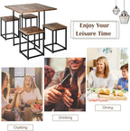 Giantex 5 Piece Dining Table Set, Dining Set for 4 with Square Stools, Small Kitchen Table Set with Metal Frame, Compact Design for Small Space, Home Kitchen Bar Pub Apartment