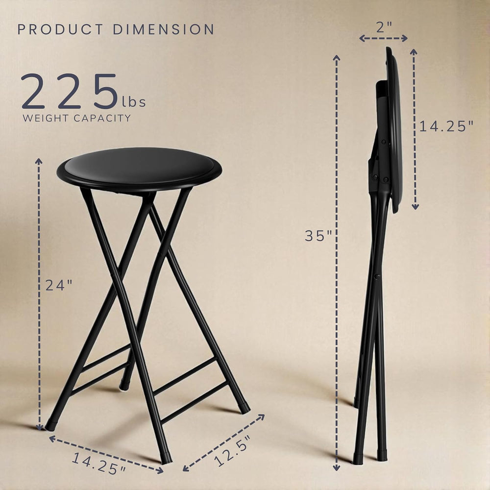 Folding Stool - Portable Backless 24-Inch Stool with 225lb Capacity, Single |...