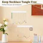 Acrylic Necklace Holder 2 Pack Wall Mounted Necklace Organizer Hanging Jewelry Organizer with 12 Hooks for Necklaces, Bracelets, Rings and Bangles Display（White）