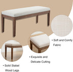 Linen Dining Bench Upholstered Entryway Bench Farmhouse Shoe Bench Seat Ottoman for Hallway Living Room Bedroom End of Bed Dining Room Kitchen, 45.5" Long, Beige