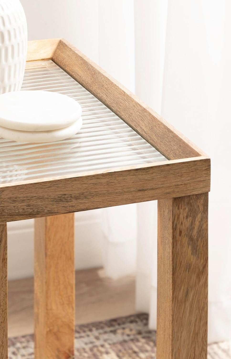 Kate and Laurel Keating Modern Rectangle Mango Wood End Table, 16 x 10 x 24, ...
