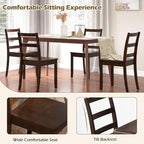 COSTWAY Wooden Dining Chairs Set of 4, Mid-Century Modern Armless Kitchen Side Chairs with Curved Backrest and Rubber Wood Legs for Home Dining Room, Kitchen, Restaurant (Brown)