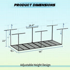 Overhead Garage Storage Rack, 3x8 FT Heavy-Duty & Height-Adjustable Design,600LB Rated for Home and Workshop Organization