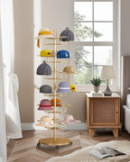 Hat Rack Stand 30-Hooks, Hat Display Stand Metal,Hat Display for Stores， Home or Store of Standing hat Rack(Gold,6th Floor)