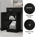 4ever2buy Salon Stations for Hair Stylist, Wall Mount Barber Station with Barber Cabinet, Hair Station Equipment Hair Dryer Holder, Drawers, Mirror not Included, Black