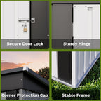Patiowell 5x3 FT Outdoor Storage Shed, Garden Tool Shed with Sloping Roof and Lockable Door, Metal Shed for Backyard Garden Patio Lawn, White