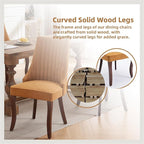 Dining Room Chairs Set of 8，Linen Channel Tufted Kitchen Dining Room Chair with Curved Solid Wood Legs, Comfortable Fabric Upholstered Dining Chair for Dining Room, (Gold 8pc)