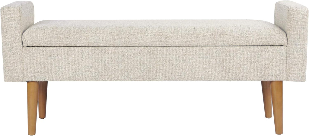 HomePop Fulton 48" Storage Bench - Textured Cream Fabric