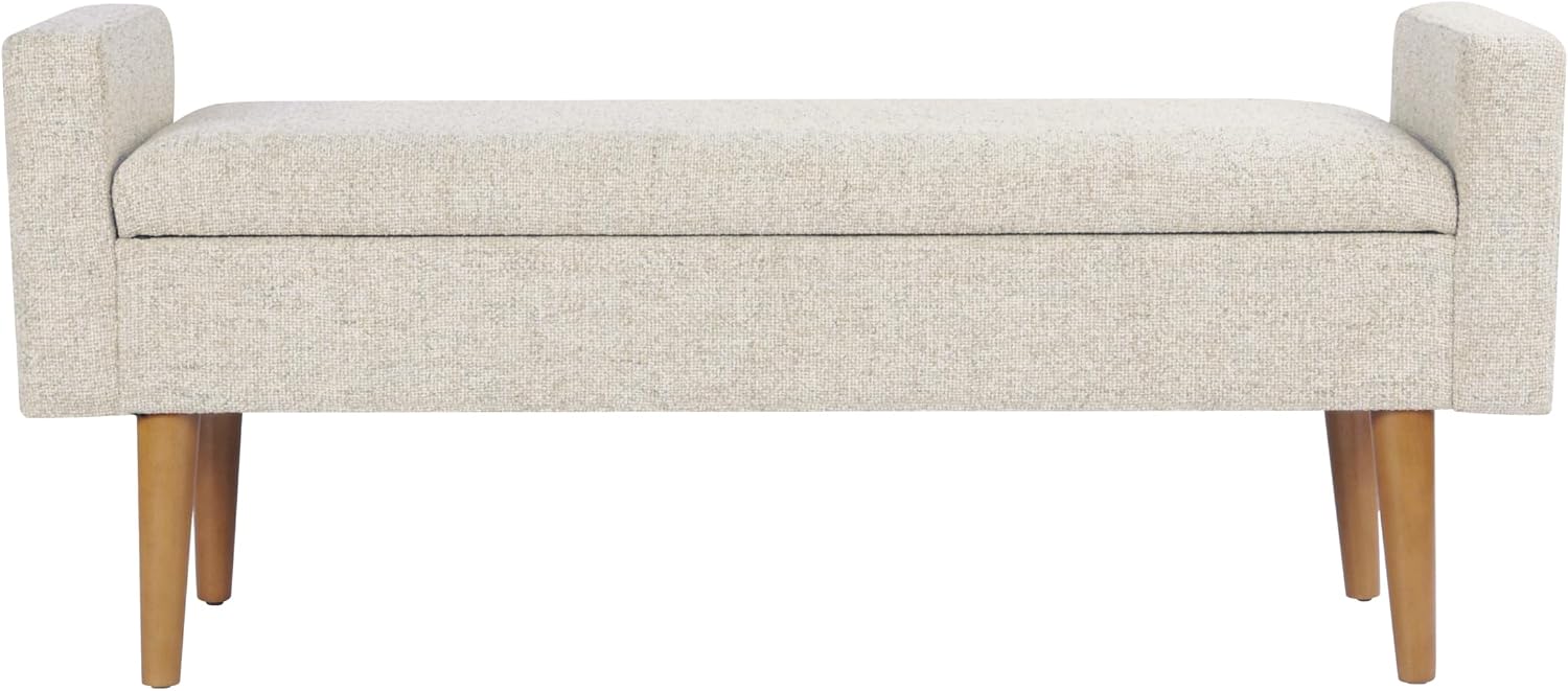HomePop Fulton 48" Storage Bench - Textured Cream Fabric