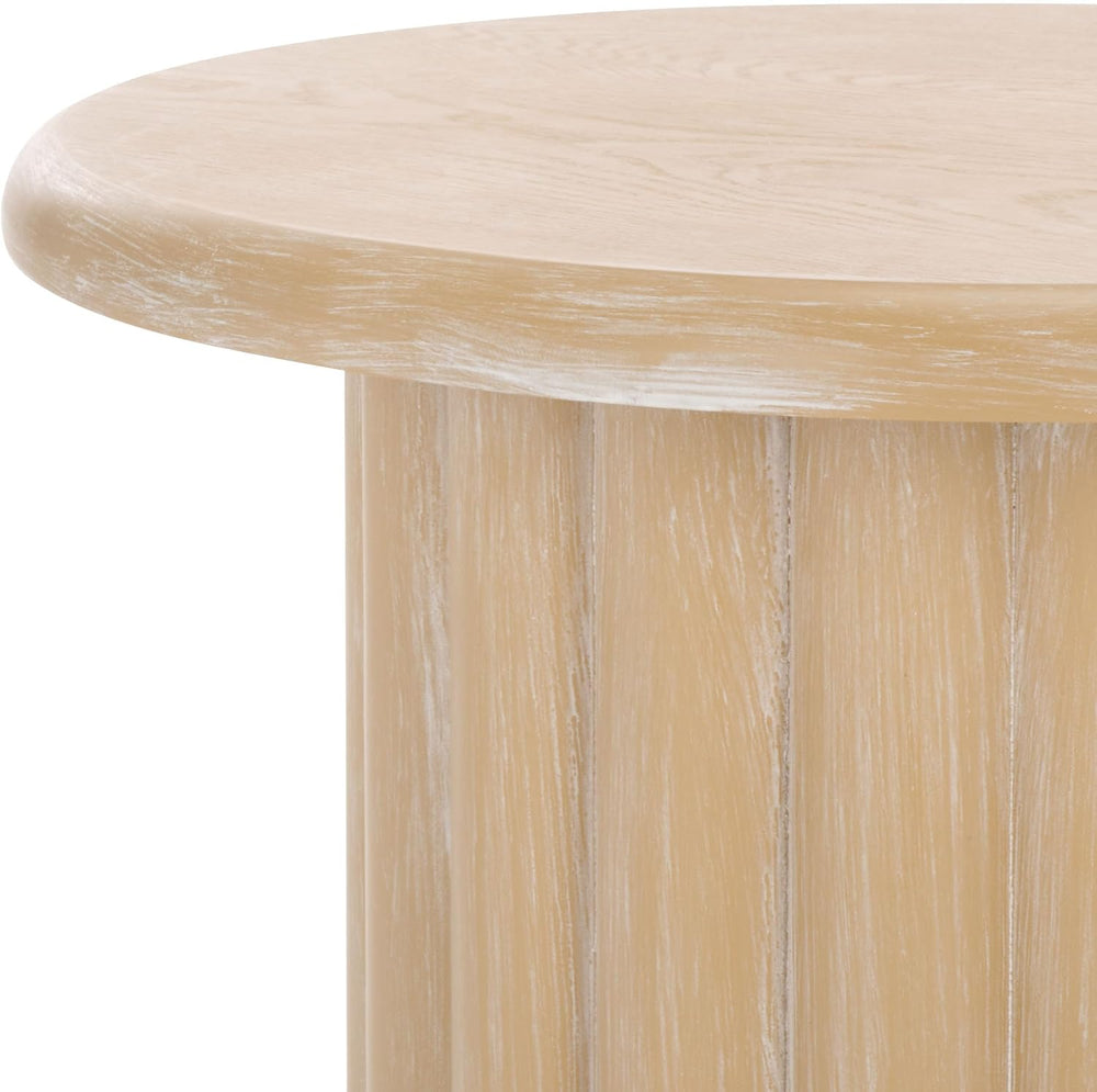 SAFAVIEH Home Collection Monka Bleached White Round Top Pedestal End Table (F...