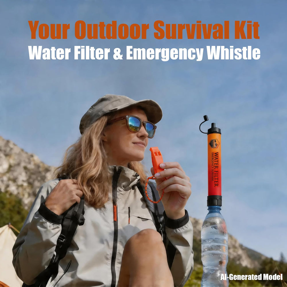 3-Pack Water Filter Straw with Emergency Whistle