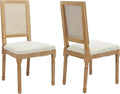 French Country Dining Chairs Set of 2, Cream Kitchen & Dining Room Chairs Set of 2, Ivory Rattan Dining Chairs, Cane High Back, Wood Legs, Sillas De Comedor (Rattan, Beige, 2Pcs)