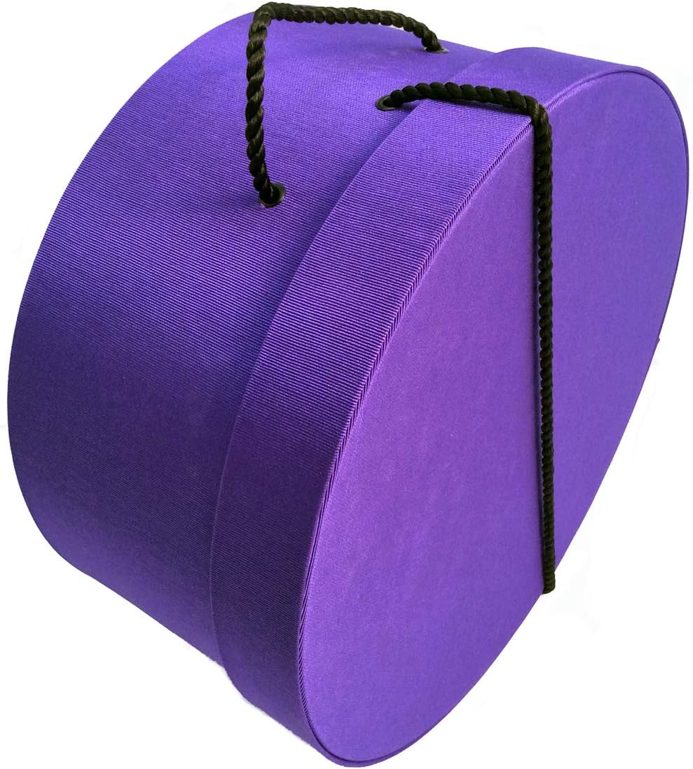 Sarah's Hat Boxes Classic Dark Purple Hat Box – 21.5" x 11.5" (Dia. x Ht.) Handmade in USA – Odorless Non-Toxic Adhesive, Cording Handle – Premium Storage for Hats & Accessories