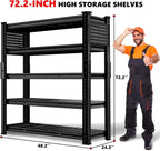 SILVEL 48.2" W Garage Shelving, 5000LBS Heavy Duty Metal Shelving, 2025 Grid Storage Shelves with 2 Side Pegboards, Industrial 5 Tier Shelves for Basement Pantry Warehouse Supermarket, 2 Pack