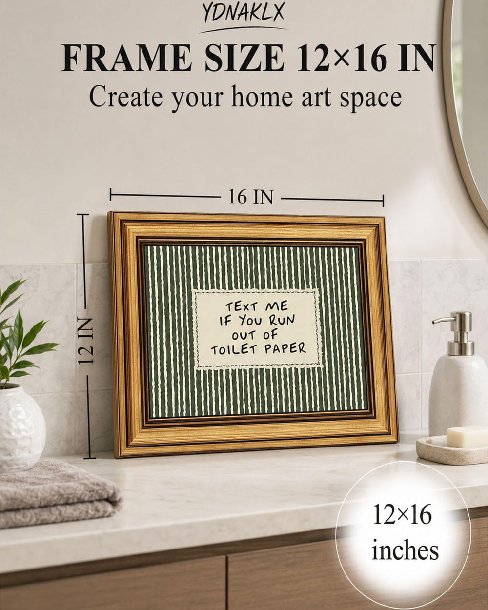 Gold Framed Wall Art, Funny Bathroom Canvas Prints, Text Me If You Run Out Of...