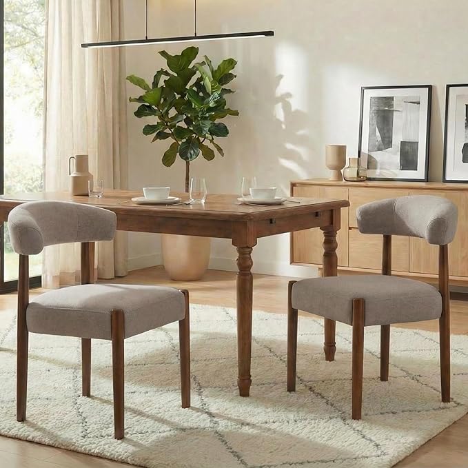 VKNOW Wooden Dining Chairs Set of 2, Modern Upholstered Dining Room Chairs wi...