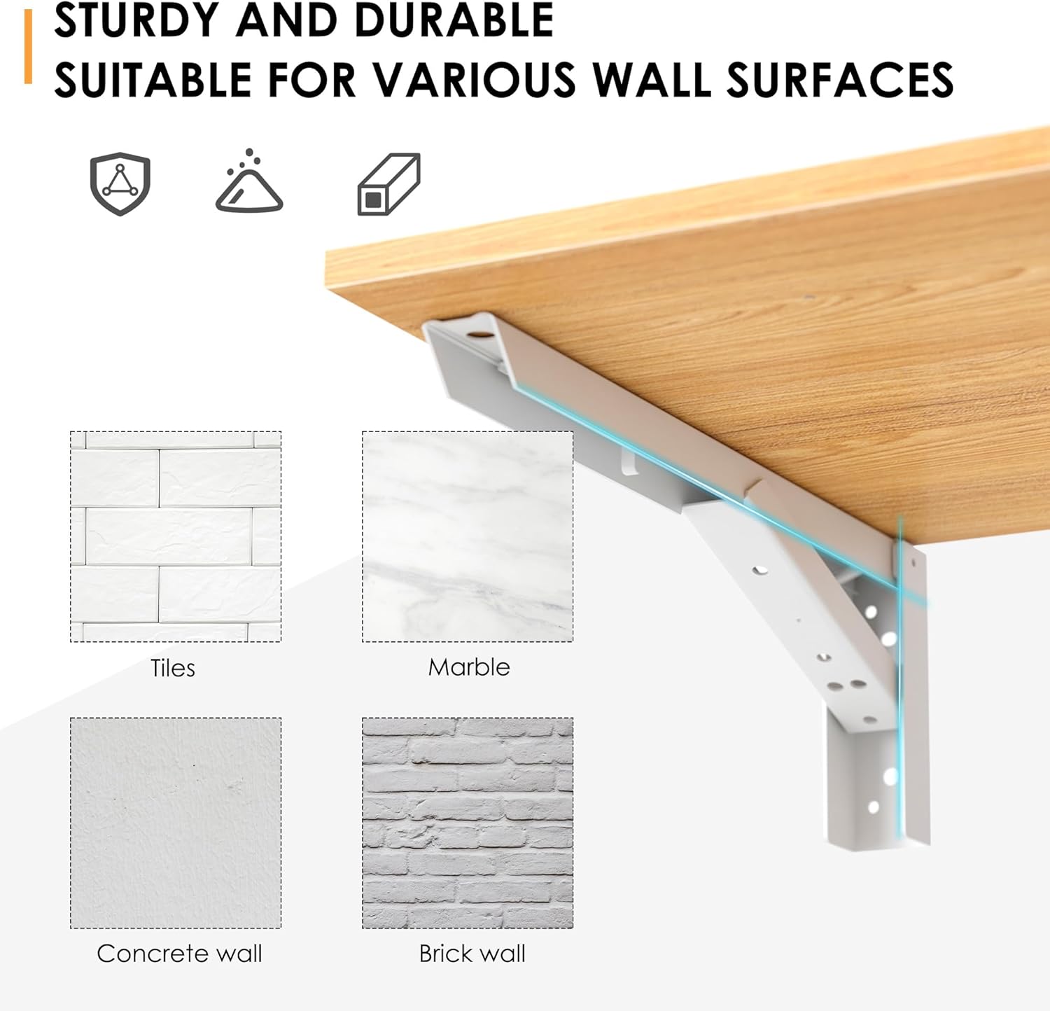 Need Wall Mounted Desk - Heavy Duty Folding Work Table Length 36" Width 20"/Small Space Hanging Desk Perfect Addition to Home/Office/Kitchen & Dining Room Teak&White AC15-9050TW-ND