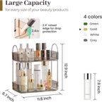 Aveniee Bathroom Counter Organizer Countertop, Makeup Perfume Shelf Storage, 2 Tier Skincare Cosmetic Tray for Dresser Vanity - Grey