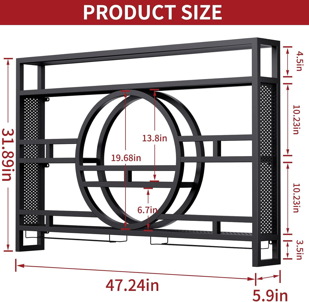 Boshen Fully Assembled 3-Tiers 47in Wine Rack Wall Mounted with LED Light | F...
