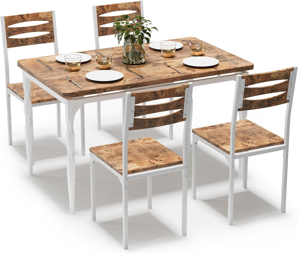 GarveeHome 5 Piece Dining Table Set, Industrial Style Dining Table and Chairs...
