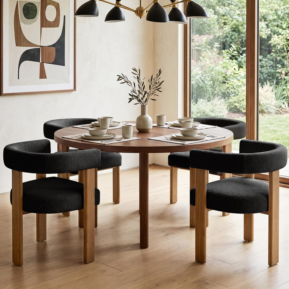 Gaussen Boucle Dining Chairs Set of 4, Mid Century Modern Dining Room Chairs ...