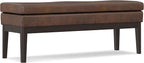 SIMPLIHOME Carlson 45-inch Wide Vegan Faux Leather Ottoman Bench in Distressed Black with Solid Wood Frame for Living Room, Entryway, or Bedroom