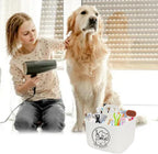 Dog Storage Organizer for Grooming Supplies,4-Compartment Caddy for Dog Cat Grooming Kit,Pet Stuff Storage,Ieal for Shampoo,Trimmer,Clipper,Combo,Brush-Modern Minimalist White