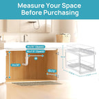 Vtopmart 2 Pack Bathroom Organizer, 2 Tier White Under Sink Organizers Vanity Countertop Storage Container,Cabinet Drawers Bins, Pull-Out Organization with Track for Pantry, Kitchen