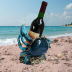 Crab Wine Bottle Holder Countertop Coastal Kitchen Decor Beach Themed | Unique Wine Rack Marine Nautical Kitchen Decor Funny Ocean Centerpieces for Tables Cabinet Beachy Decor Gift for Ocean Lovers